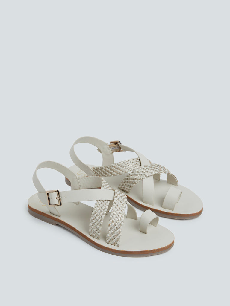 LUNA BLU Ivory Criss-Cross Sandals